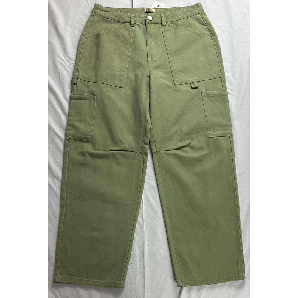 Billabong Leia Pant Avo Green Utility Cargo Wide Leg Twill Womens waist 29 in‎ - Picture 4 of 16